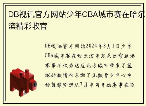 DB视讯官方网站少年CBA城市赛在哈尔滨精彩收官