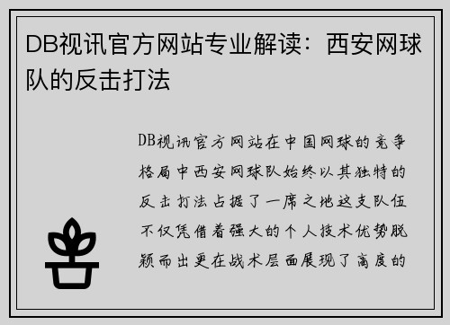 DB视讯官方网站专业解读：西安网球队的反击打法