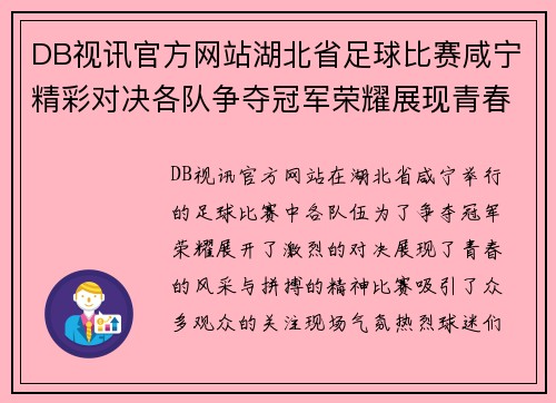 DB视讯官方网站湖北省足球比赛咸宁精彩对决各队争夺冠军荣耀展现青春风采